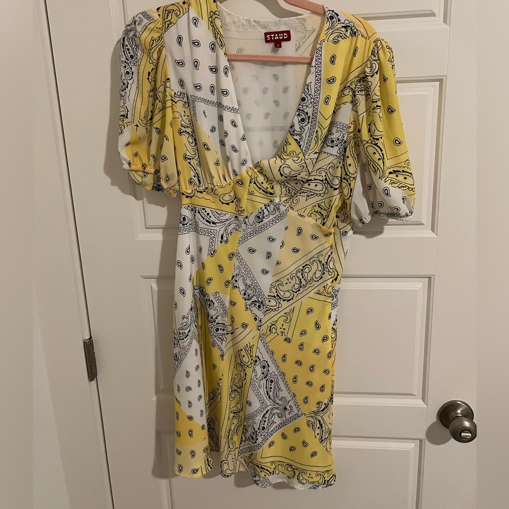 Yellow Staud Bandana mini dress
